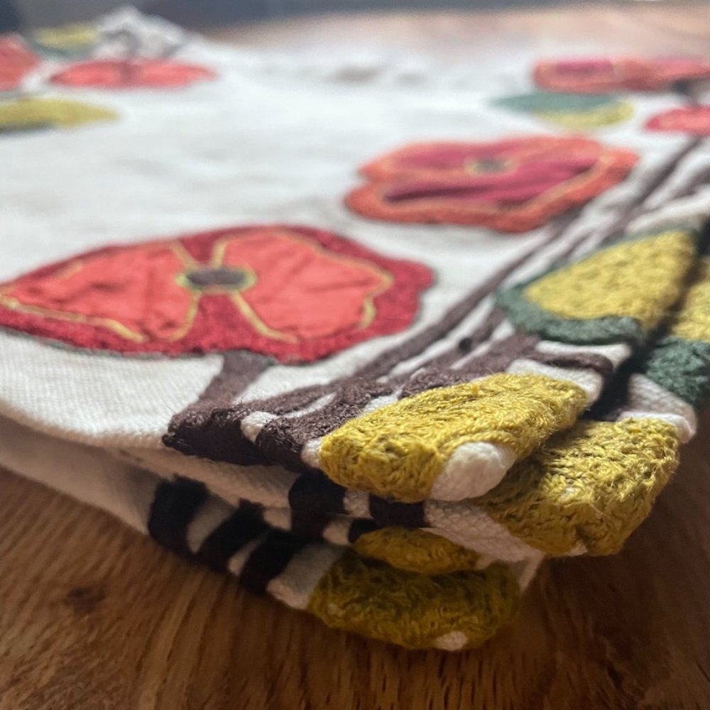 Crate & Barrel Placemats Embroidered Poppy (set of 4)